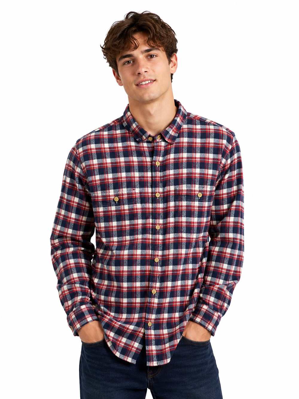 Y2K J. Crew Mercantile Flannel Mens Shirt Size L Plaid Long Sleeve Travel Office
